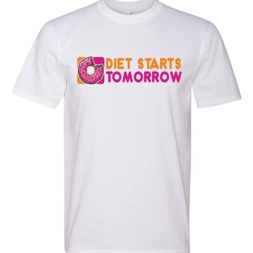 Diet Starts Tomorrow Donut Funny Style Fashion Graphic Tee T-Shirt